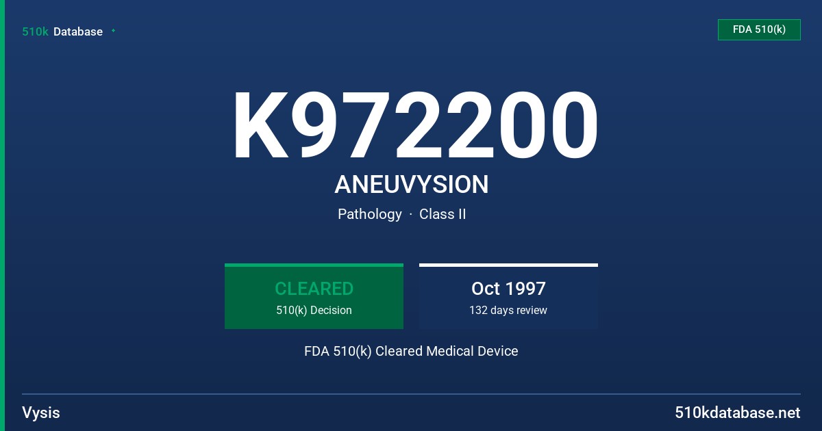 K972200 ANEUVYSION FDA 510(k) Cleared Medical Device