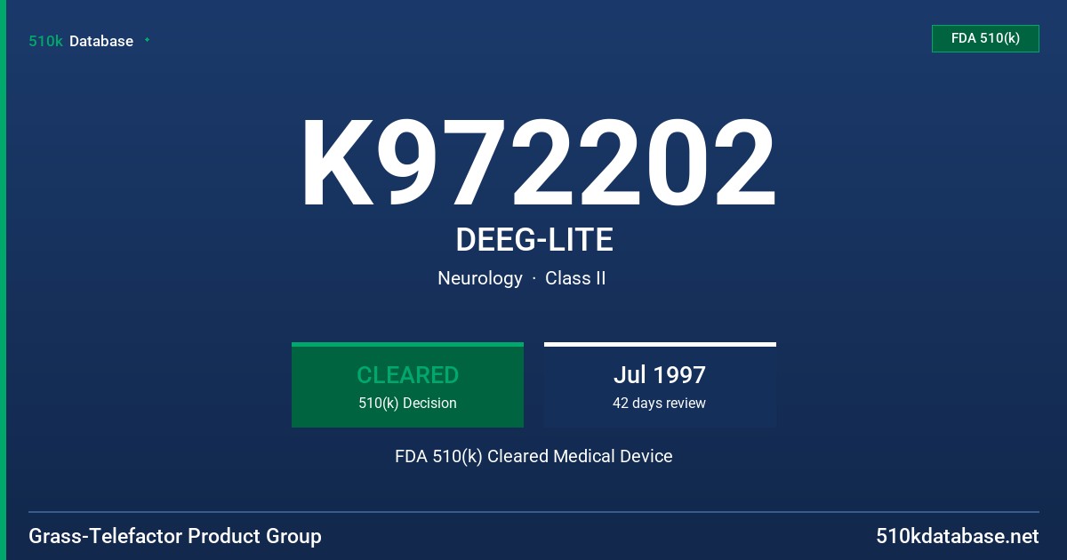 K972202 DEEG-LITE FDA 510(k) Cleared Medical Device