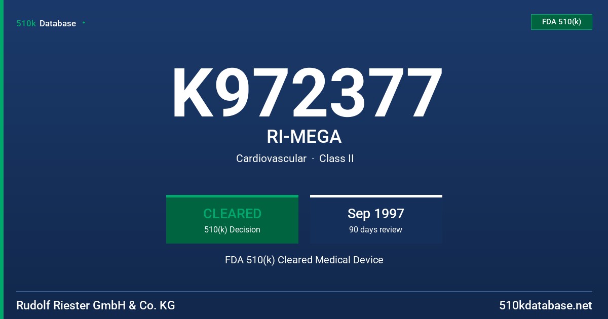 K972377 RI-MEGA FDA 510(k) Cleared Medical Device