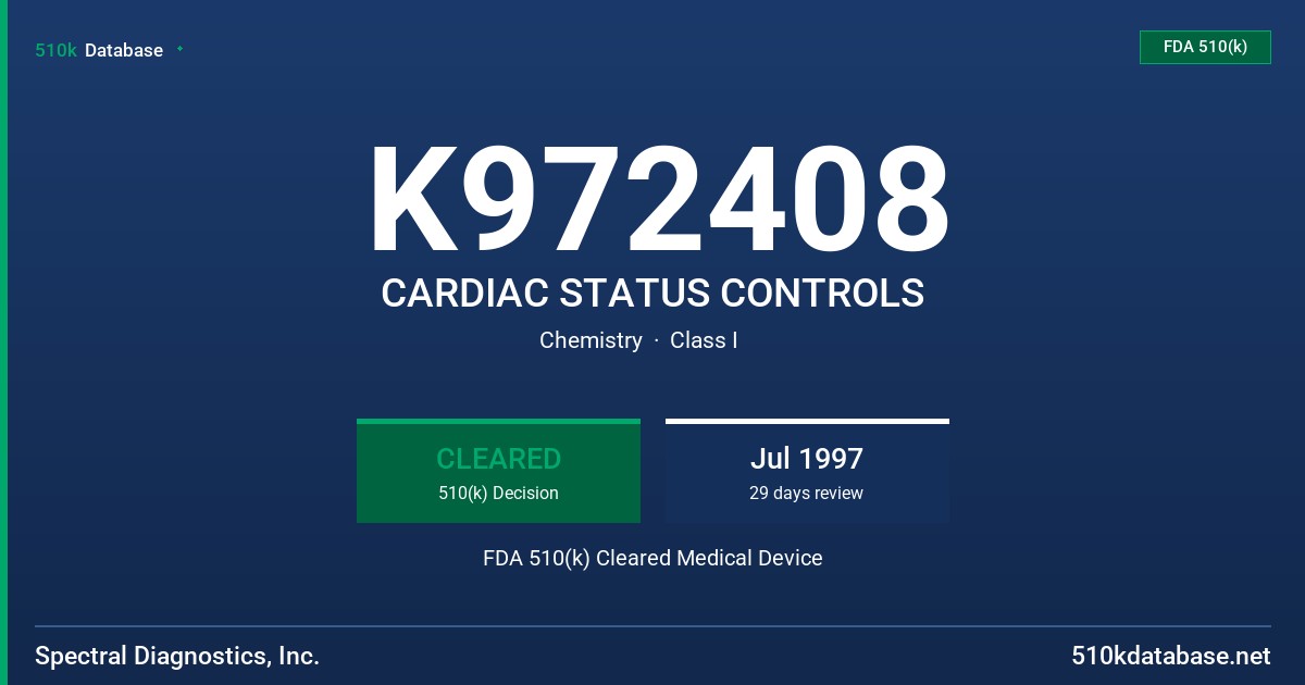 K972408 CARDIAC STATUS CONTROLS FDA 510(k) Cleared Medical Device