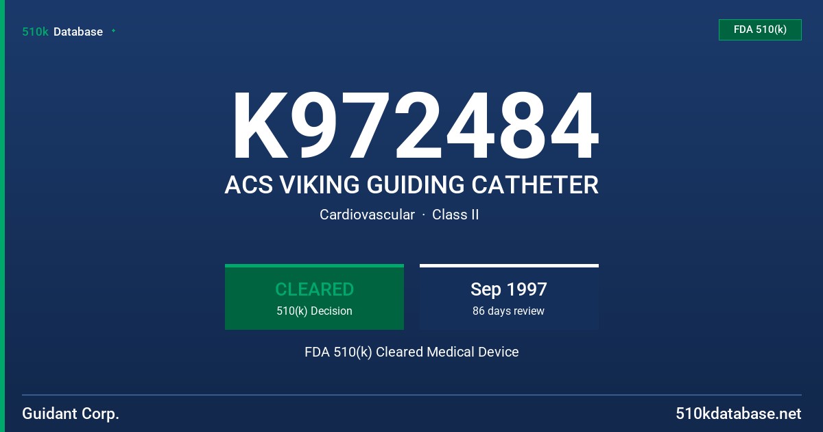 K972484 ACS VIKING GUIDING CATHETER FDA 510(k) Cleared Medical Device
