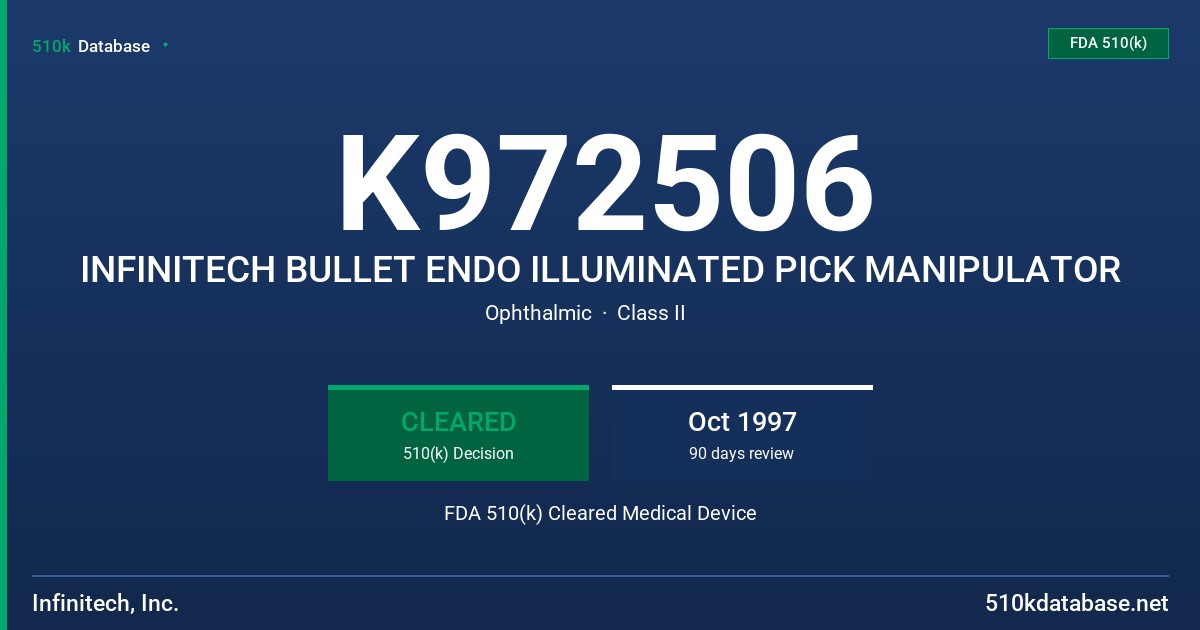 K972506 INFINITECH BULLET ENDO ILLUMINATED PICK MANIPULATOR FDA 510(k) Cleared Medical Device