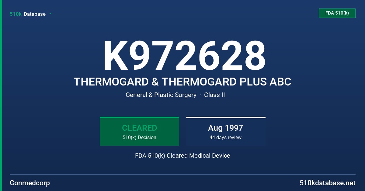 K972628 THERMOGARD & THERMOGARD PLUS ABC FDA 510(k) Cleared Medical Device