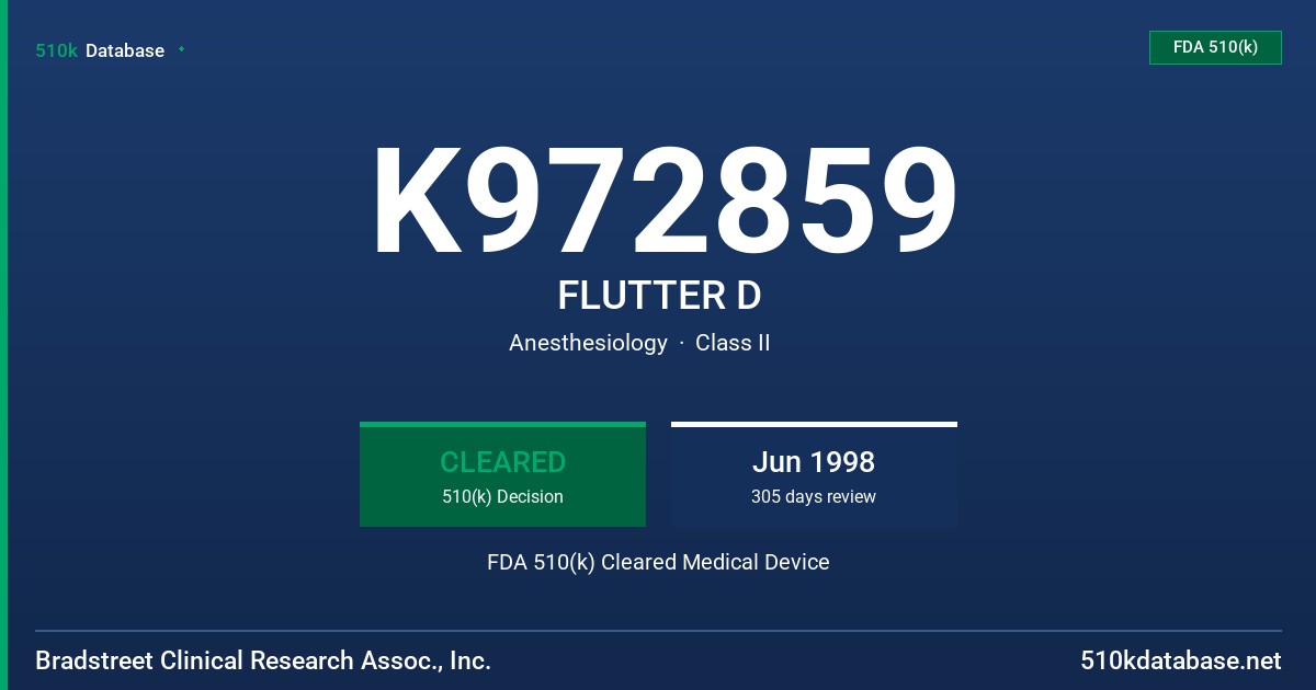 K972859 FLUTTER D FDA 510(k) Cleared Medical Device