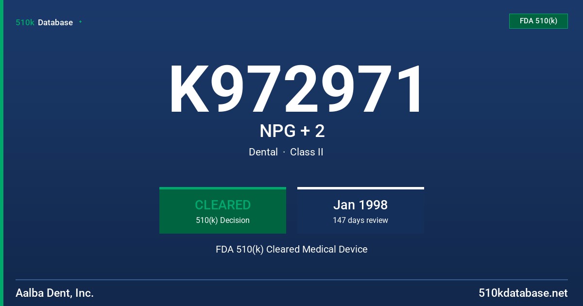 K972971 NPG + 2 FDA 510(k) Cleared Medical Device