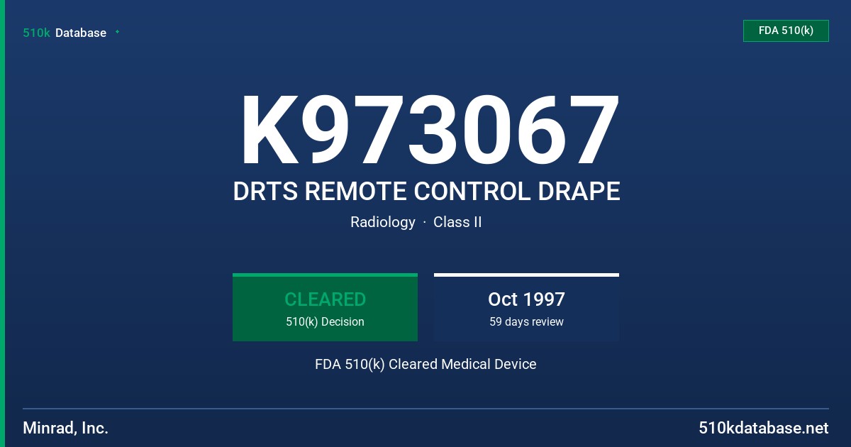 K973067 DRTS REMOTE CONTROL DRAPE FDA 510(k) Cleared Medical Device