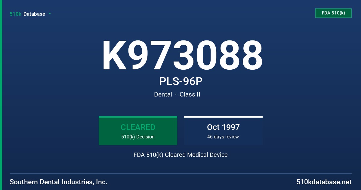 K973088 PLS-96P FDA 510(k) Cleared Medical Device