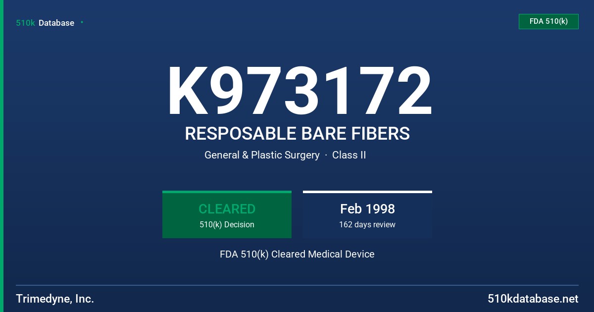 K973172 RESPOSABLE BARE FIBERS FDA 510(k) Cleared Medical Device