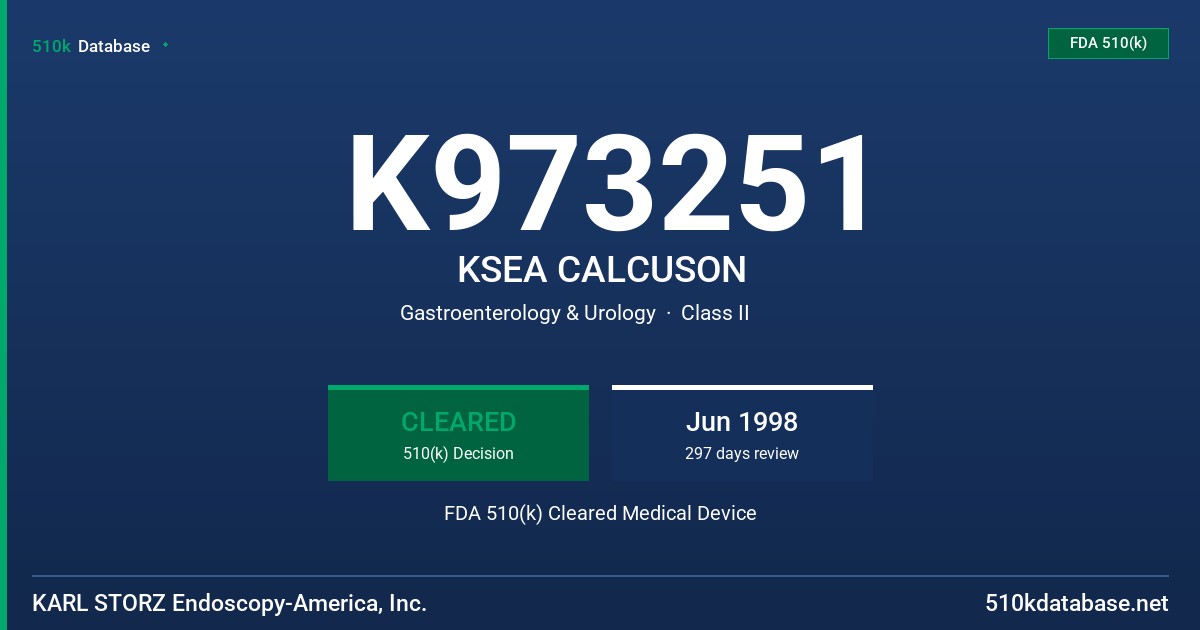 K973251 KSEA CALCUSON FDA 510(k) Cleared Medical Device