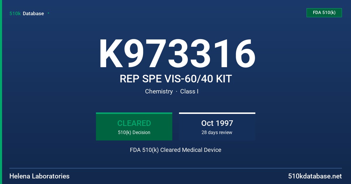 K973316 REP SPE VIS-60/40 KIT FDA 510(k) Cleared Medical Device