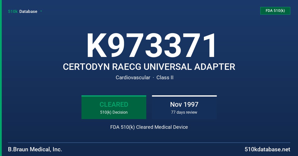 K973371 CERTODYN RAECG UNIVERSAL ADAPTER FDA 510(k) Cleared Medical Device