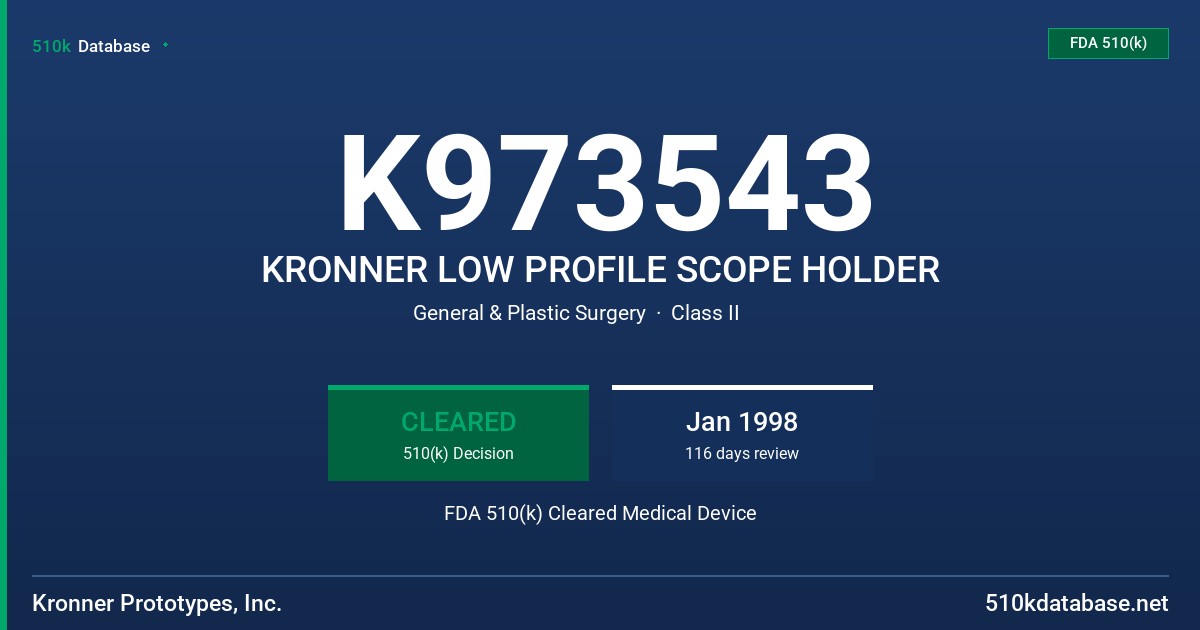 K973543 KRONNER LOW PROFILE SCOPE HOLDER FDA 510(k) Cleared Medical Device