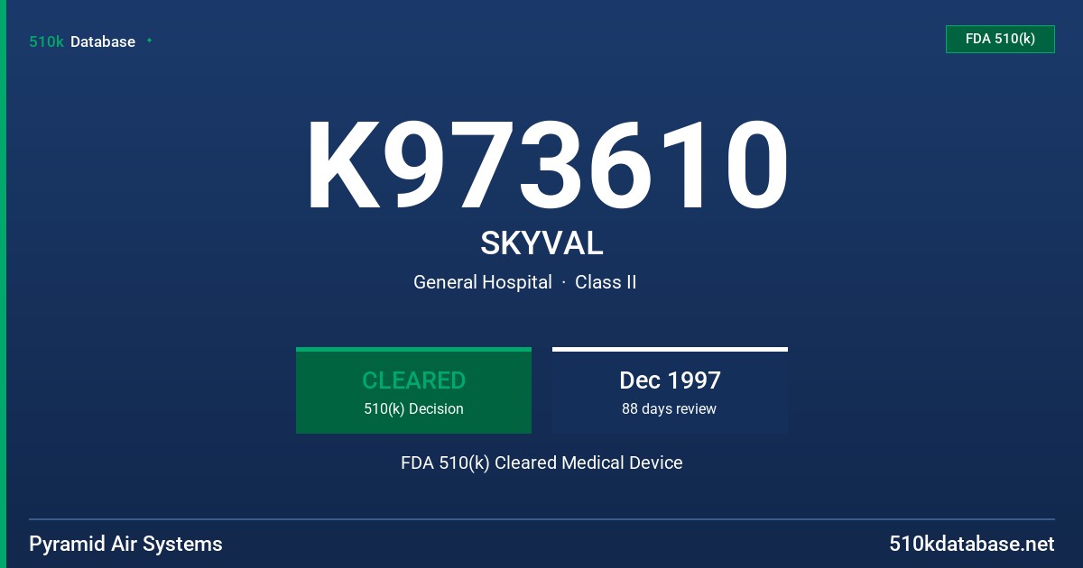 K973610 SKYVAL FDA 510(k) Cleared Medical Device