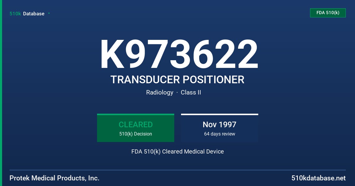 K973622 TRANSDUCER POSITIONER FDA 510(k) Cleared Medical Device