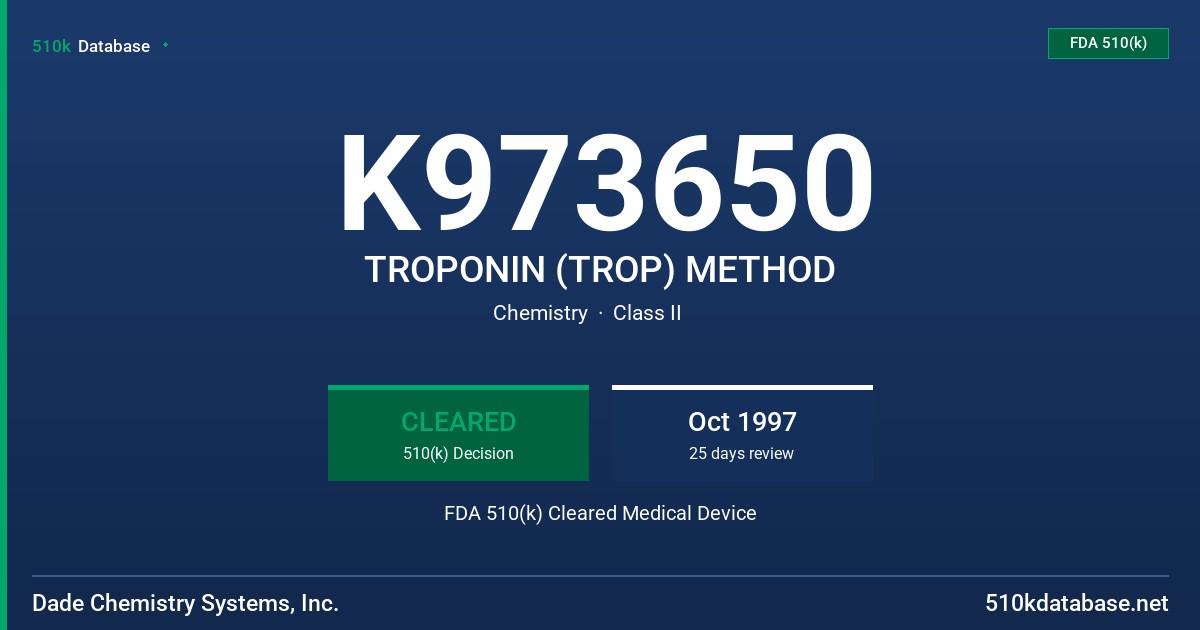 K973650 TROPONIN (TROP) METHOD FDA 510(k) Cleared Medical Device