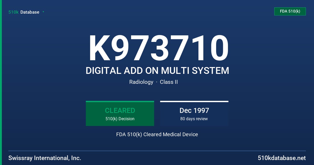 K973710 DIGITAL ADD ON MULTI SYSTEM FDA 510(k) Cleared Medical Device