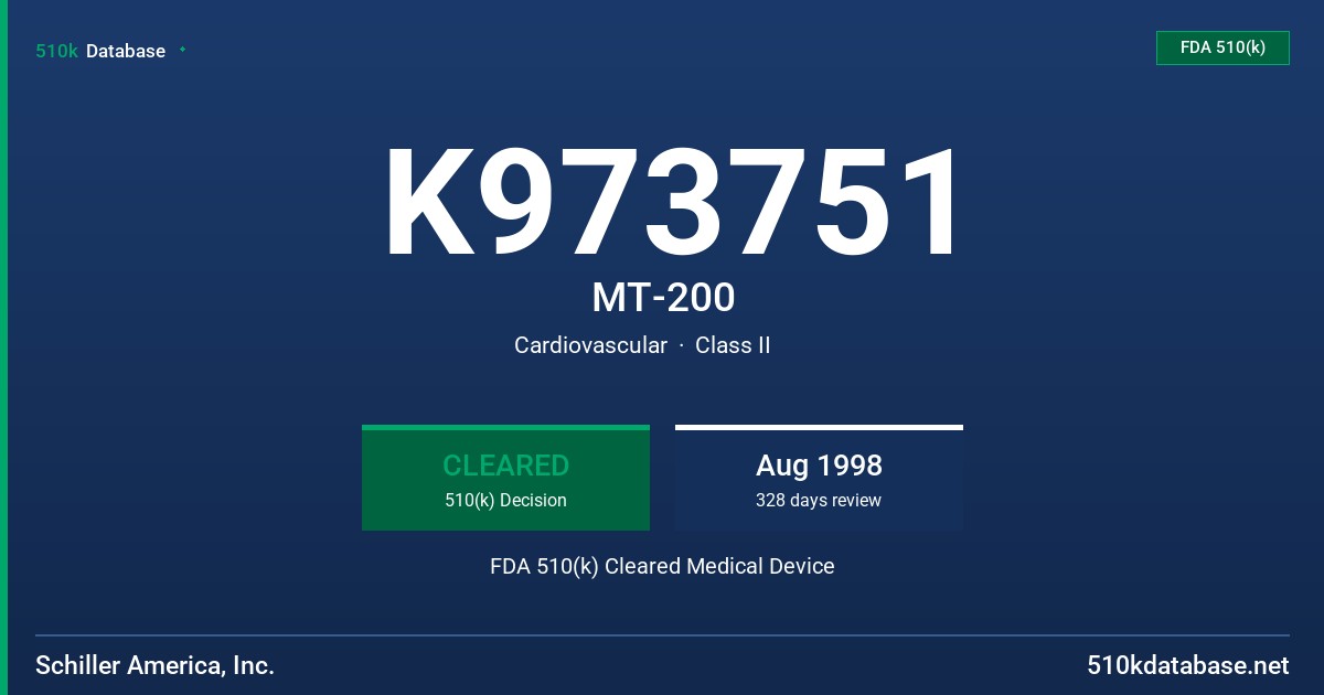 K973751 MT-200 FDA 510(k) Cleared Medical Device