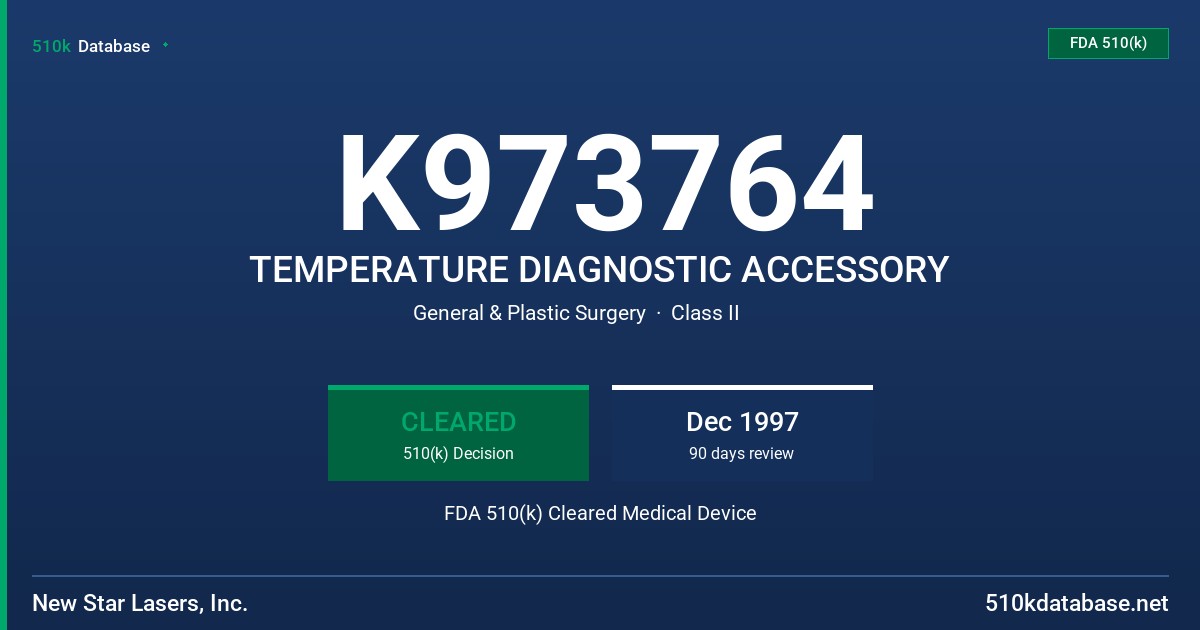 K973764 TEMPERATURE DIAGNOSTIC ACCESSORY FDA 510(k) Cleared Medical Device