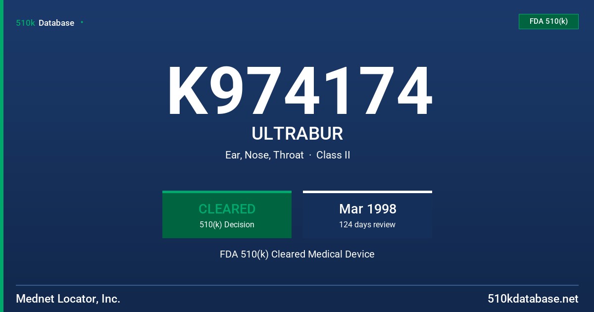 K974174 ULTRABUR FDA 510(k) Cleared Medical Device
