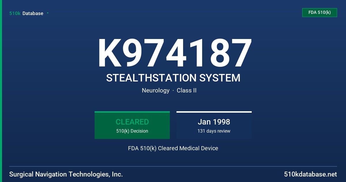 K974187 STEALTHSTATION SYSTEM FDA 510(k) Cleared Medical Device