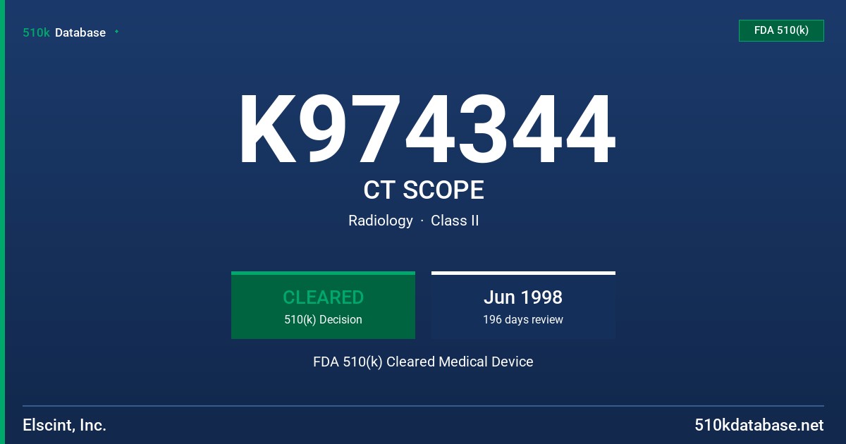 K974344 CT SCOPE FDA 510(k) Cleared Medical Device