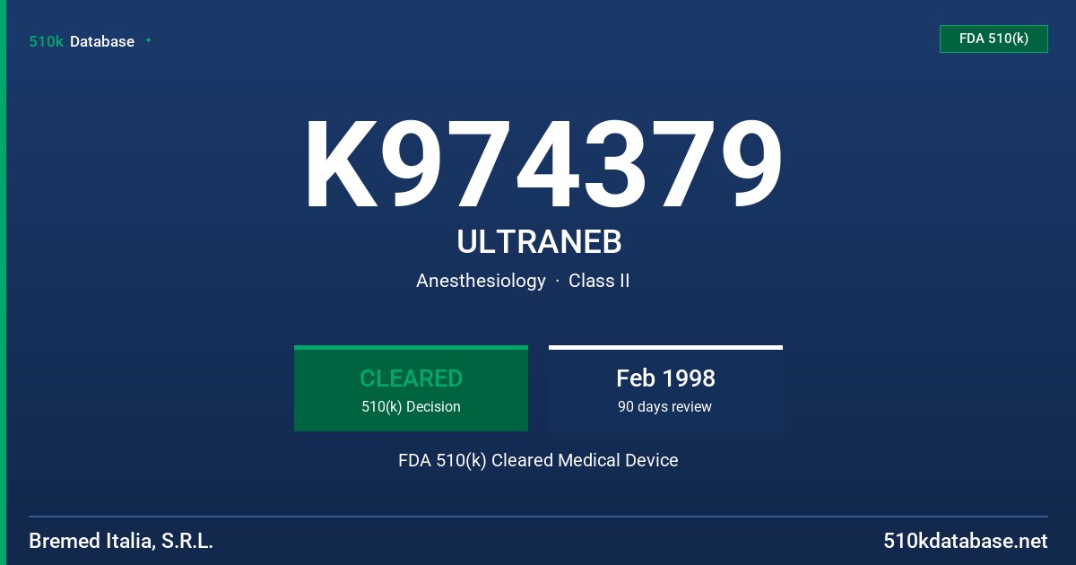 K974379 ULTRANEB FDA 510(k) Cleared Medical Device