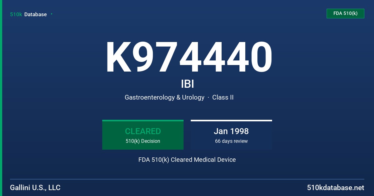 K974440 IBI FDA 510(k) Cleared Medical Device