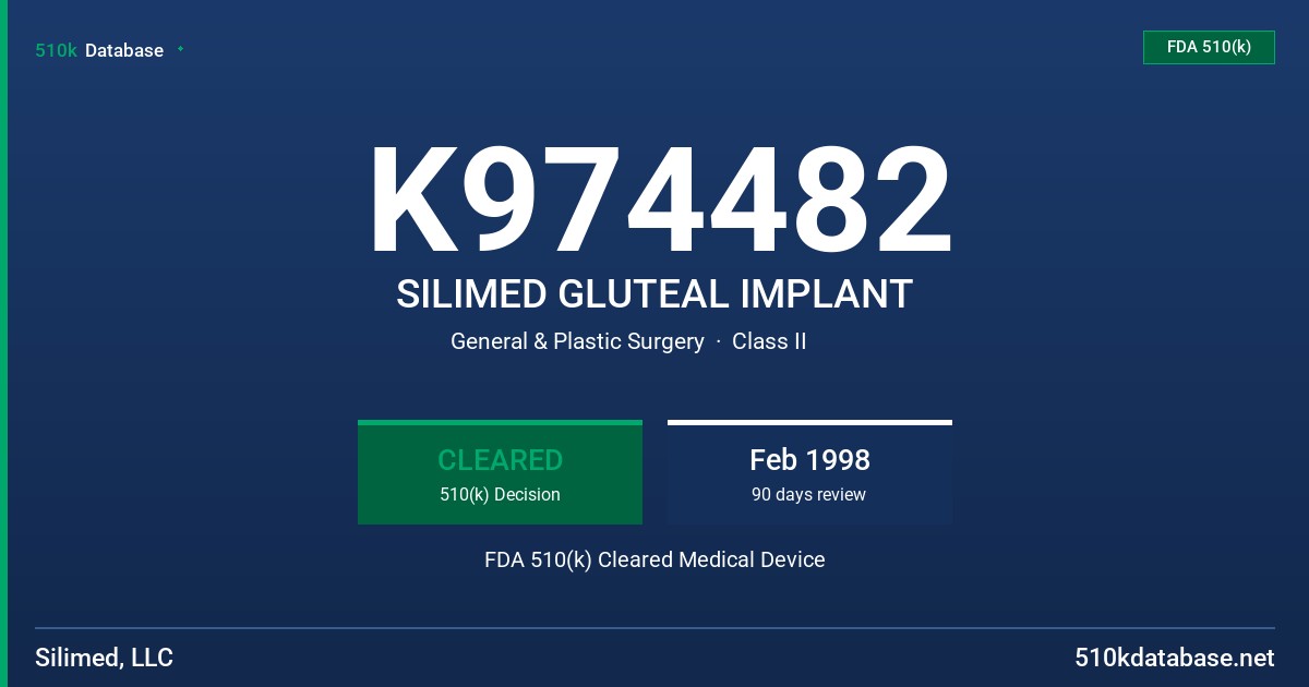K974482 SILIMED GLUTEAL IMPLANT FDA 510(k) Cleared Medical Device