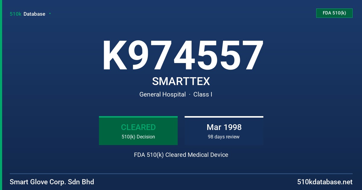 K974557 SMARTTEX FDA 510(k) Cleared Medical Device