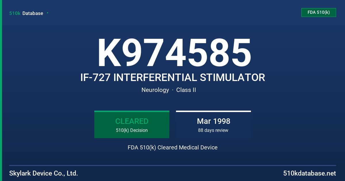 K974585 IF-727 INTERFERENTIAL STIMULATOR FDA 510(k) Cleared Medical Device