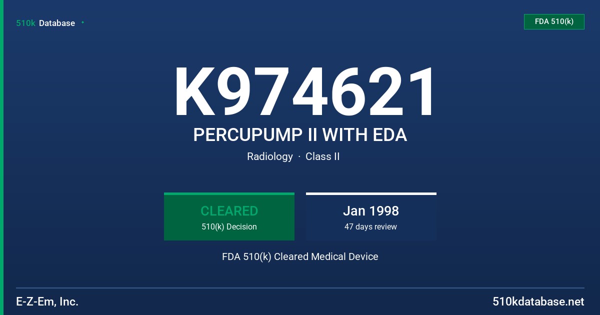 K974621 PERCUPUMP II WITH EDA FDA 510(k) Cleared Medical Device