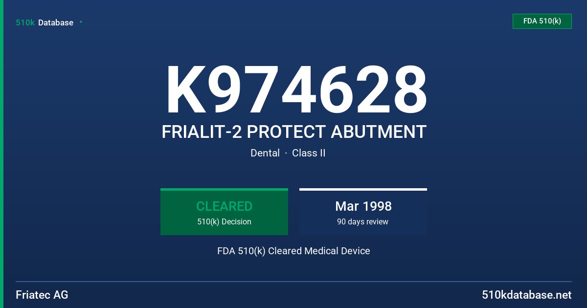 K974628 FRIALIT-2 PROTECT ABUTMENT FDA 510(k) Cleared Medical Device
