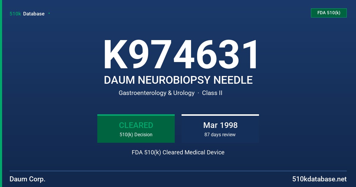 K974631 DAUM NEUROBIOPSY NEEDLE FDA 510(k) Cleared Medical Device