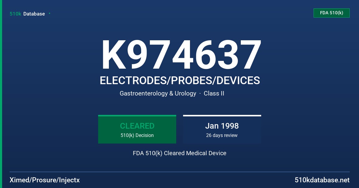 K974637 ELECTRODES/PROBES/DEVICES FDA 510(k) Cleared Medical Device