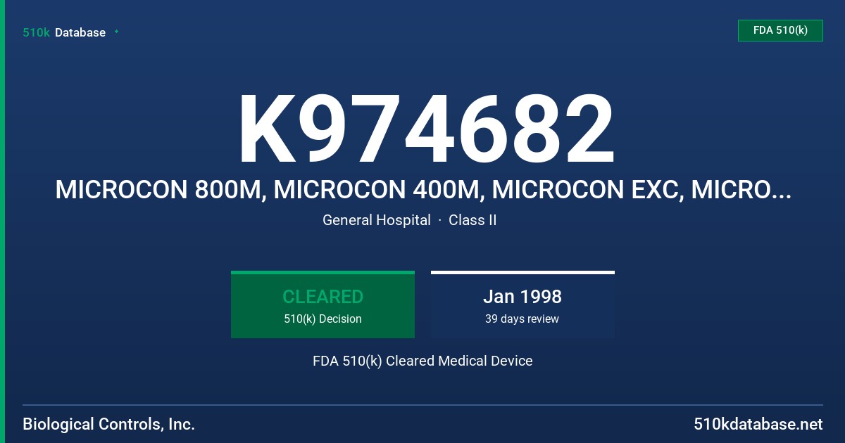 K974682 MICROCON 800M, MICROCON 400M, MICROCON EXC, MICROCON EX, MICROCON WALLMAP FDA 510(k) Cleared Medical Device