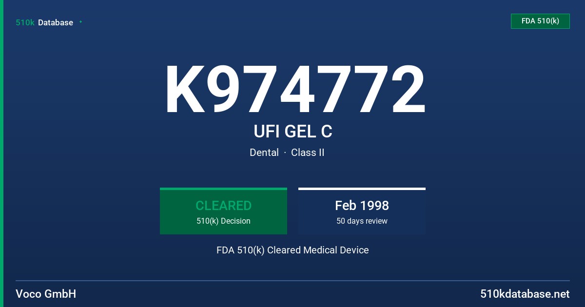 K974772 UFI GEL C FDA 510(k) Cleared Medical Device
