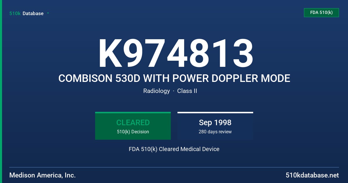 K974813 COMBISON 530D WITH POWER DOPPLER MODE FDA 510(k) Cleared Medical Device