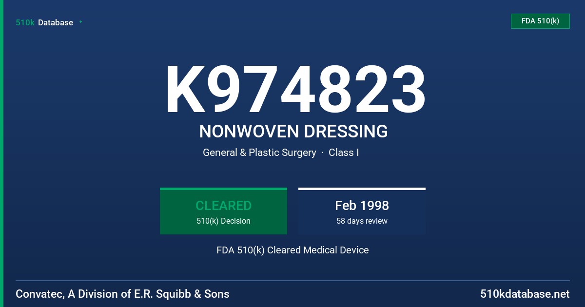 K974823 NONWOVEN DRESSING FDA 510(k) Cleared Medical Device