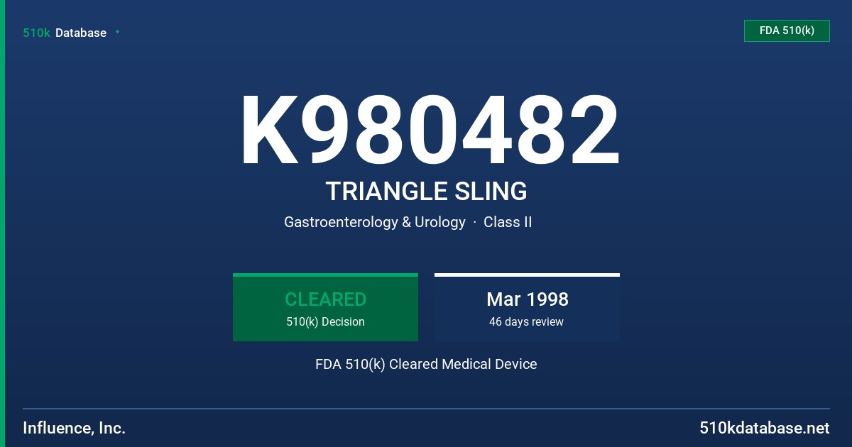 K980482 TRIANGLE SLING FDA 510(k) Cleared Medical Device
