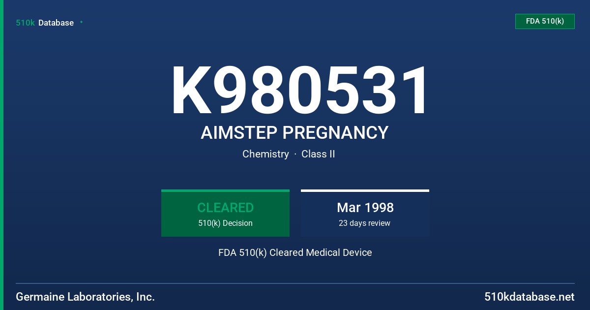 K980531 AIMSTEP PREGNANCY FDA 510(k) Cleared Medical Device