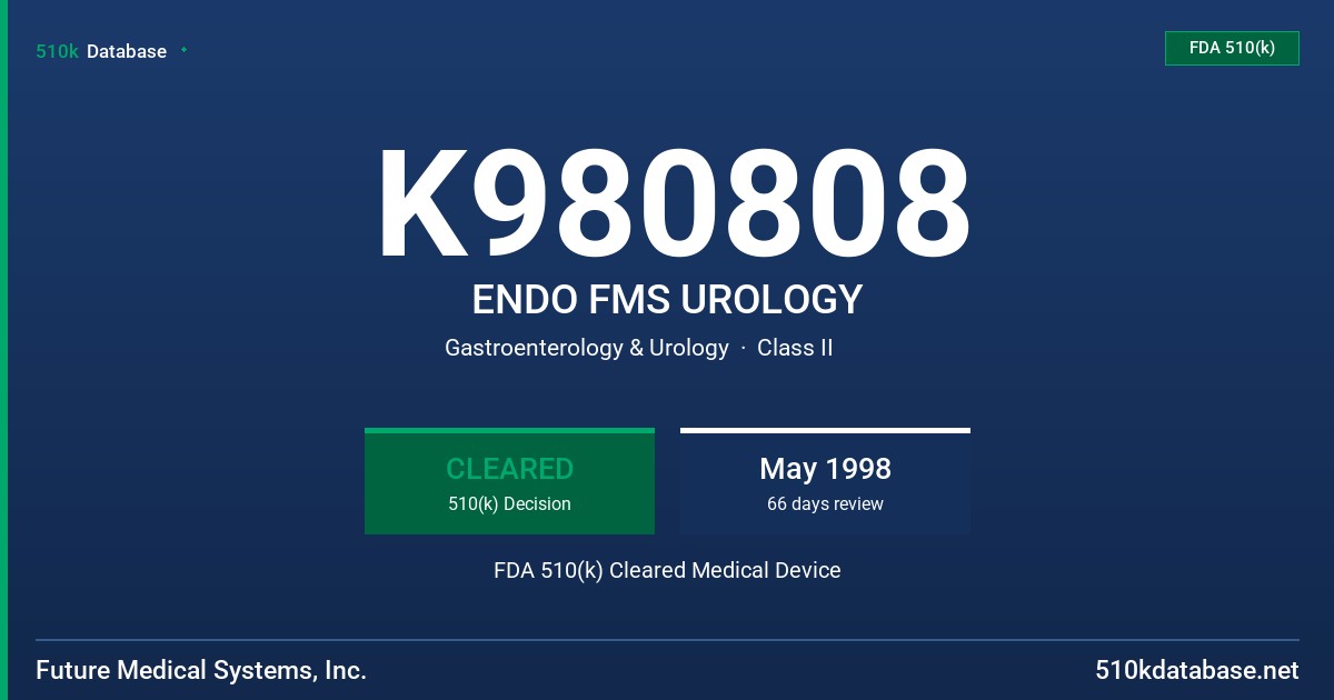 K980808 ENDO FMS UROLOGY FDA 510(k) Cleared Medical Device