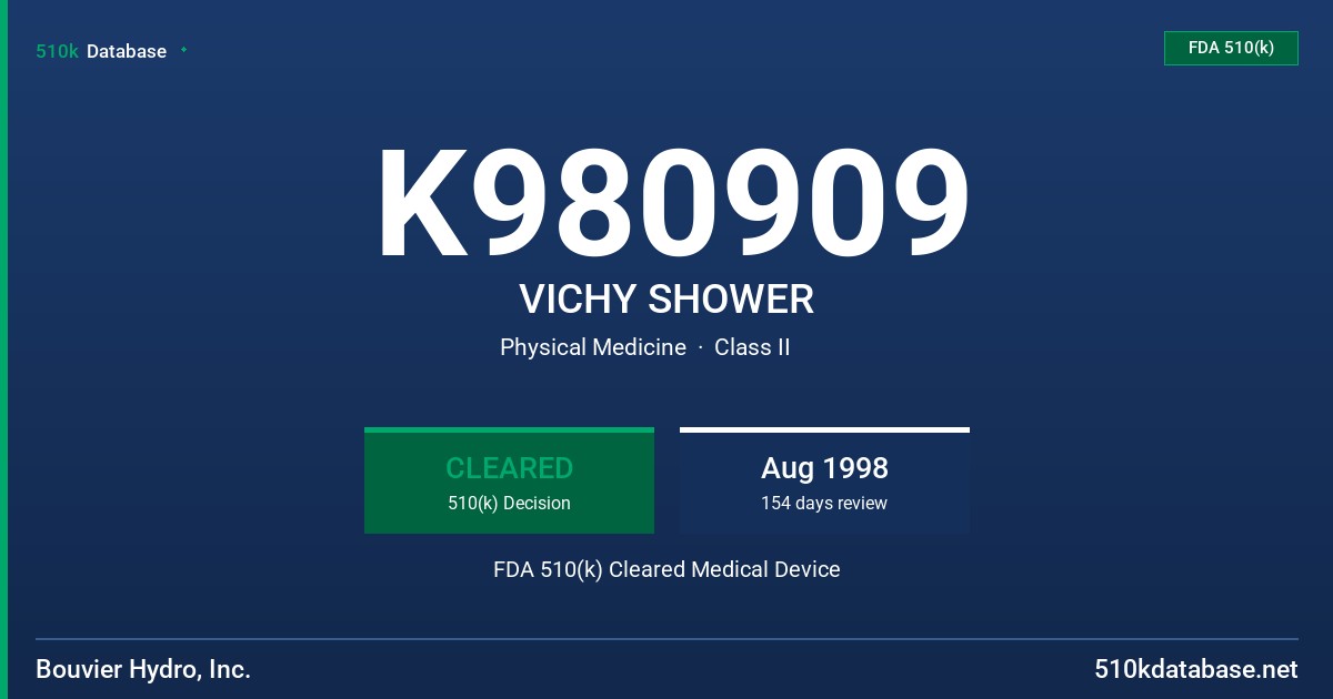 K980909 VICHY SHOWER FDA 510(k) Cleared Medical Device