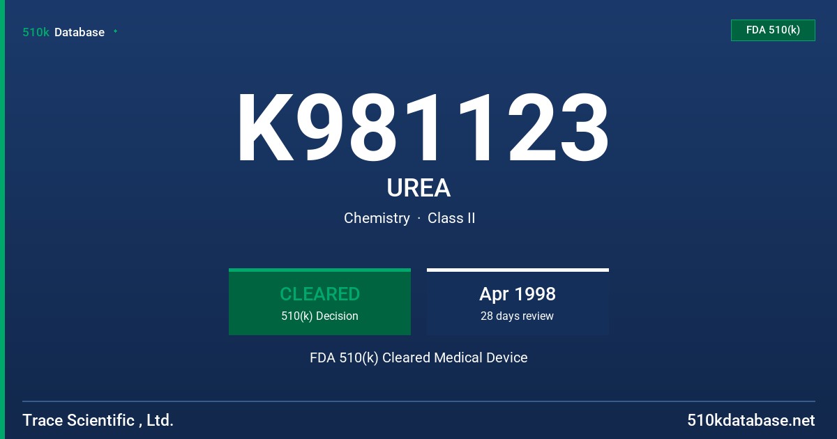 K981123 UREA FDA 510(k) Cleared Medical Device