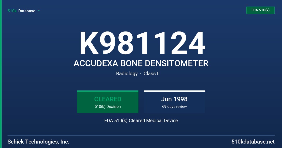 K981124 ACCUDEXA BONE DENSITOMETER FDA 510(k) Cleared Medical Device