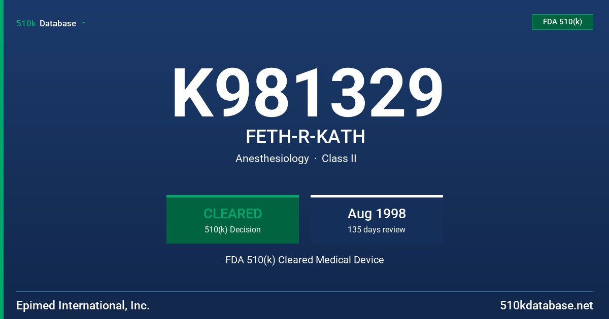 K981329 FETH-R-KATH FDA 510(k) Cleared Medical Device
