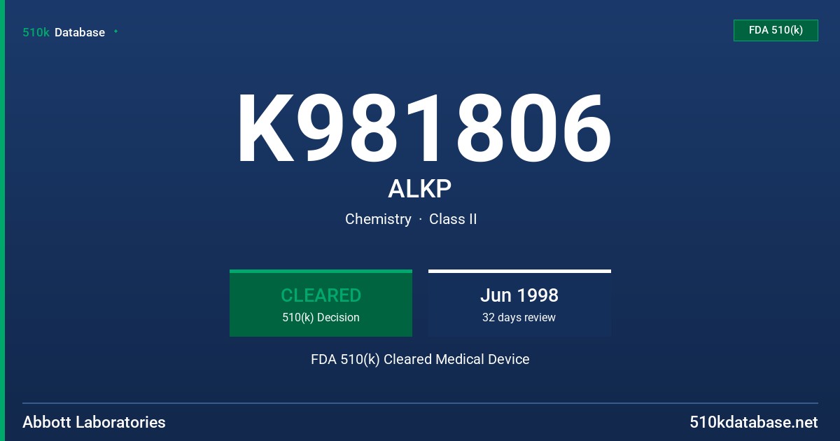 K981806 ALKP FDA 510(k) Cleared Medical Device