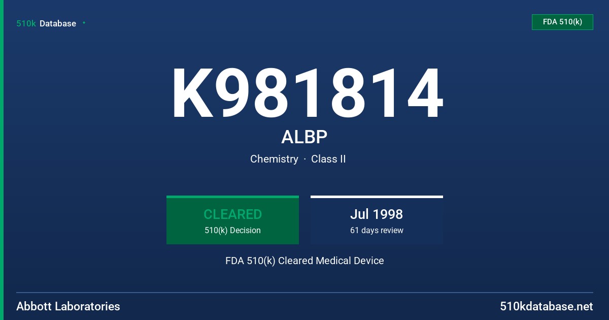 K981814 ALBP FDA 510(k) Cleared Medical Device