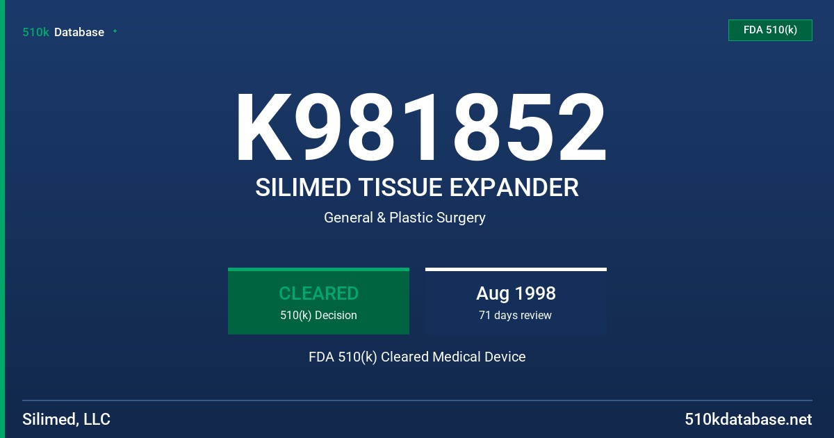 K981852 SILIMED TISSUE EXPANDER FDA 510(k) Cleared Medical Device