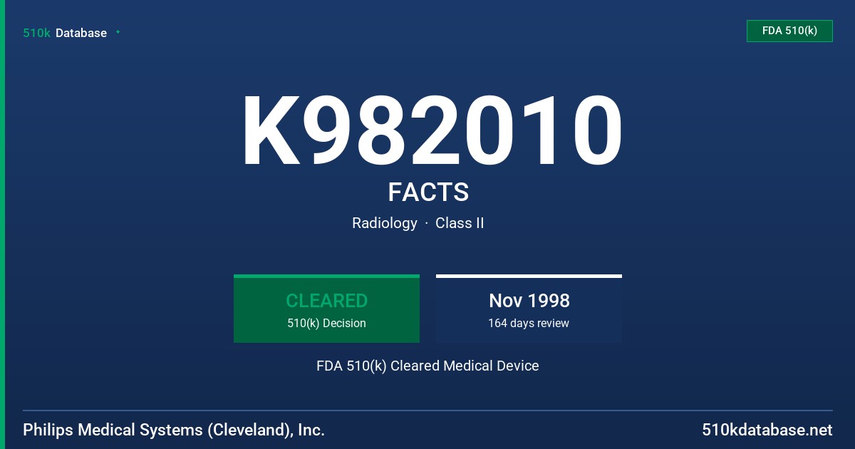 K982010 FACTS FDA 510(k) Cleared Medical Device
