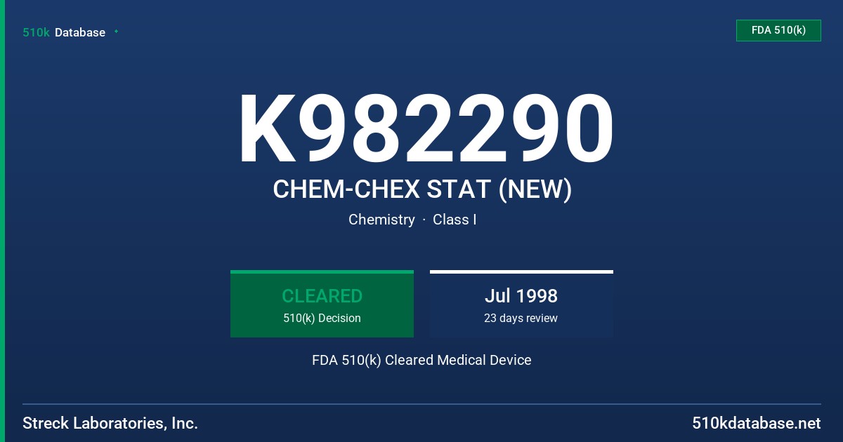 K982290 CHEM-CHEX STAT (NEW) FDA 510(k) Cleared Medical Device